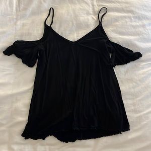 Soft & Sexy Black Cold-Shoulder Tank